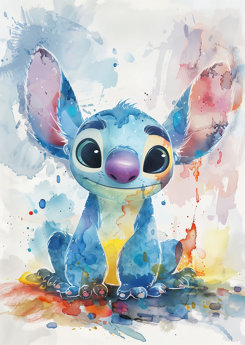 Stitch Watercolour Anime Canvas Print & Poster Wall Art - AI PRINT LAB
